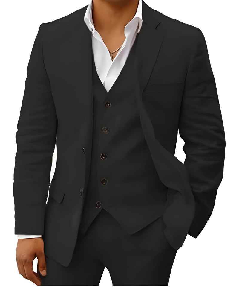 Wedding Suit Linen Elegant Black
