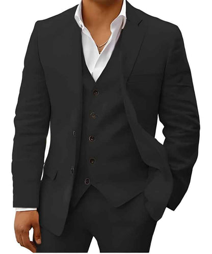 Wedding Suit Linen Elegant Black