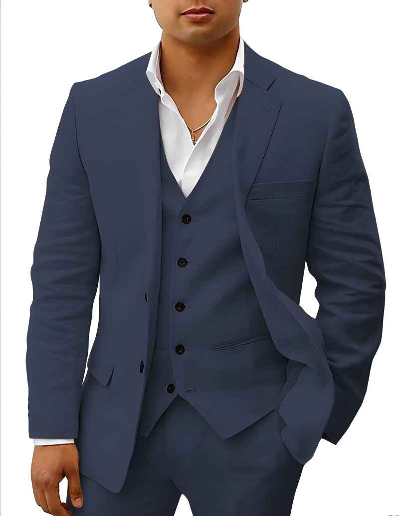 Wedding Suit Linen Elegant Black