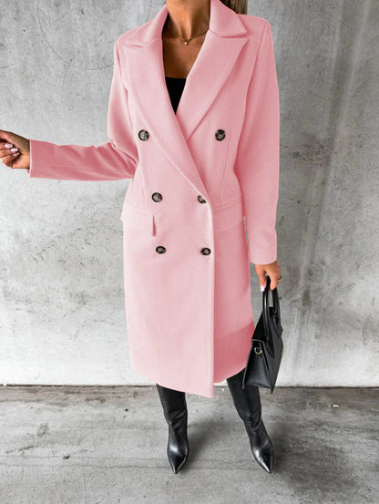 Women's Double-Breasted Elegant Long Coat