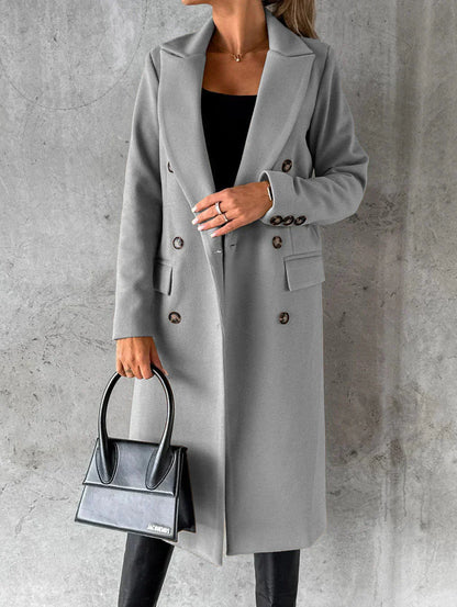 Women's Double-Breasted Elegant Long Coat