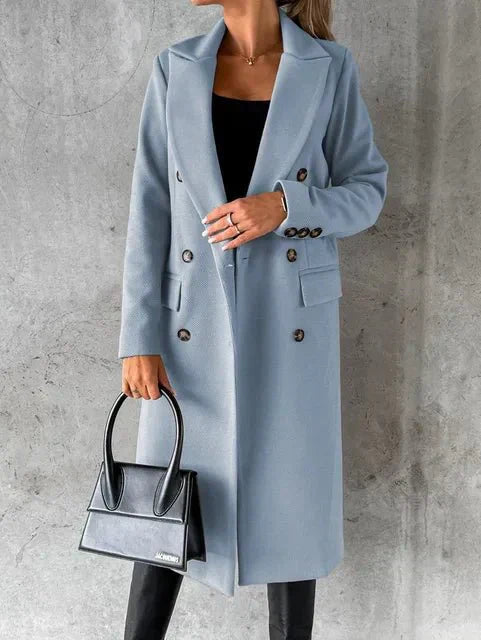 Women's Double-Breasted Elegant Long Coat