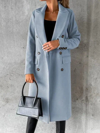 Women's Double-Breasted Elegant Long Coat