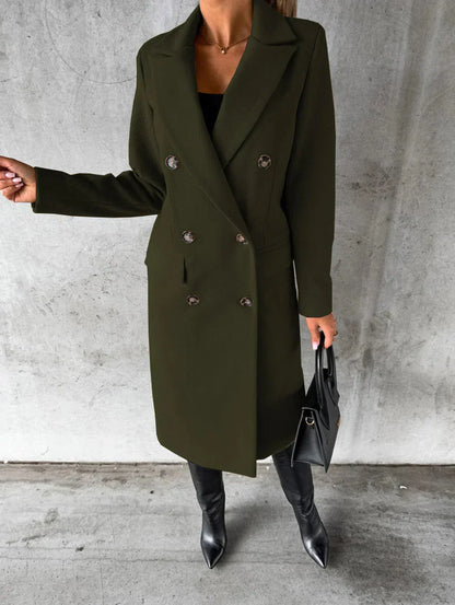 Women's Double-Breasted Elegant Long Coat