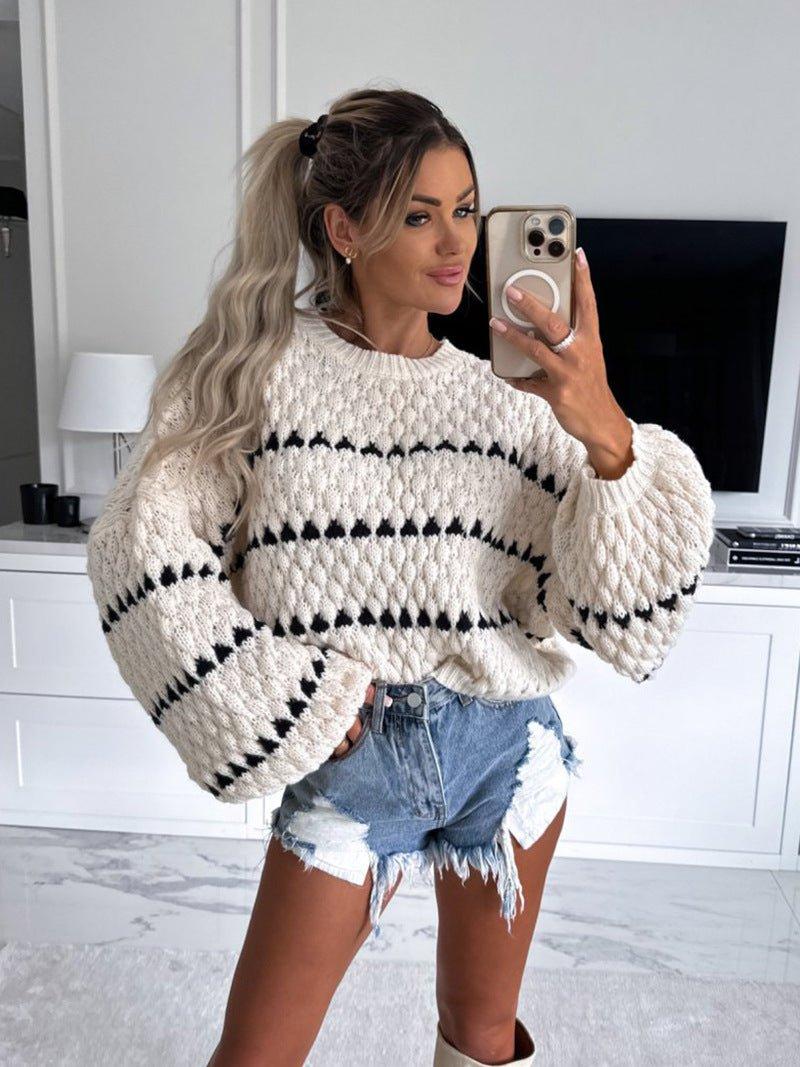 Chunky Knit Sweater Diamond Pattern Oversized