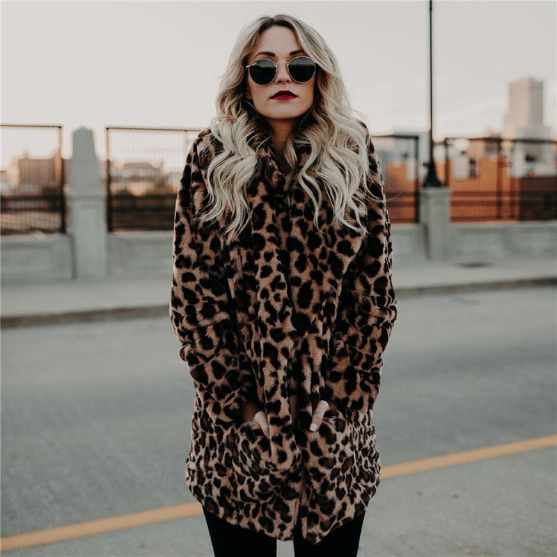 Leopard Print Women's Coat Stylish & Warm