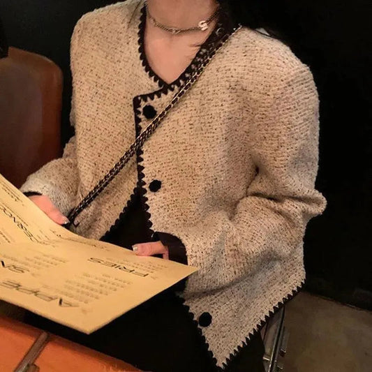 Graue Tweedjacke Damen Kurz Modell - IdealeKleiden