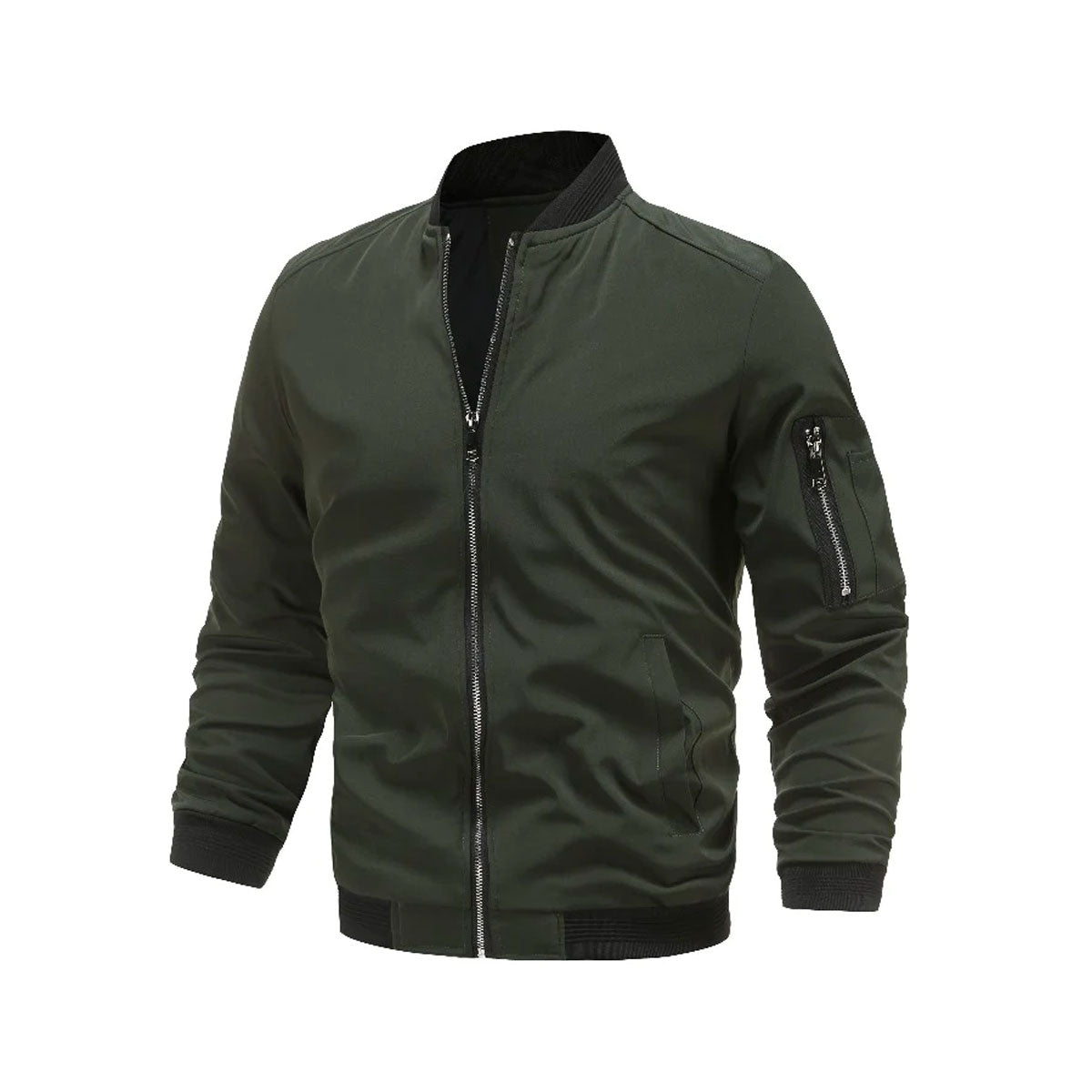 Stylish Men's Lightweight Zip-Up Bomber Jacket