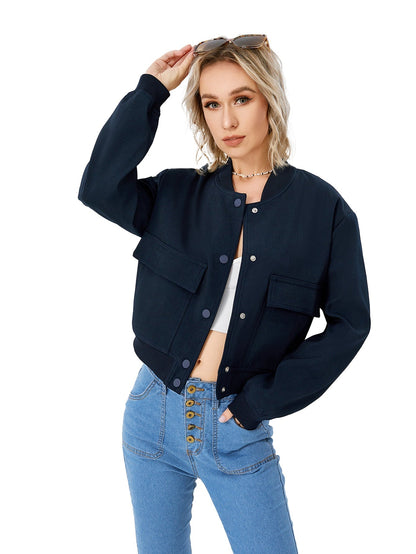 Modern Women's Bomber Jacket With Buttons