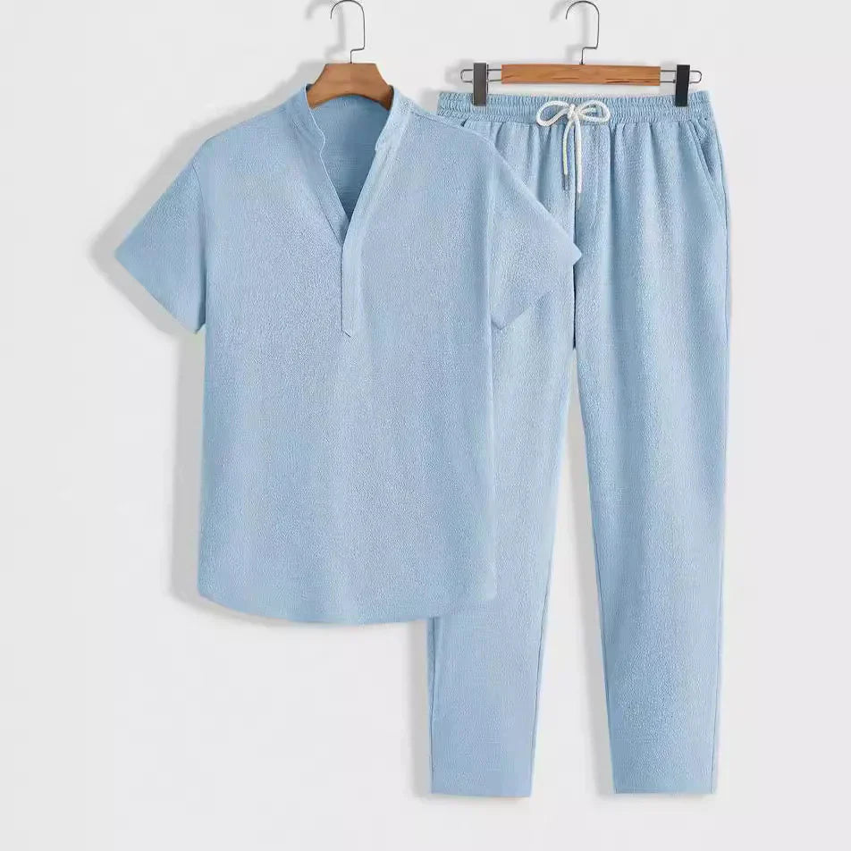 Men's Lounge Set Comfort Polo Shirt Trousers