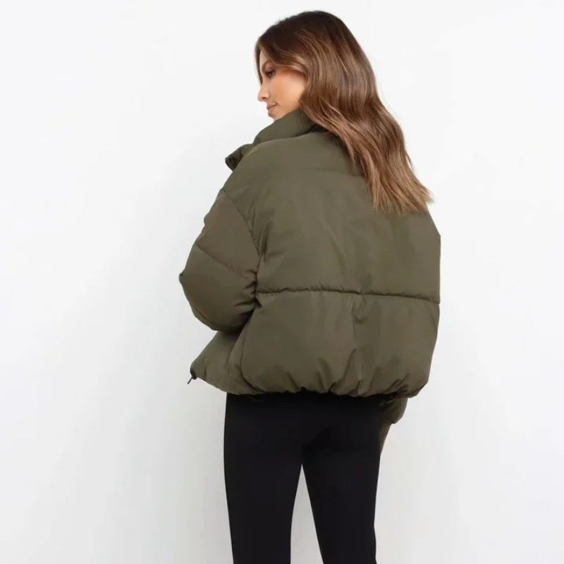Stylische Winterjacke Damen Pufferjacke Reißverschluss - IdealeKleiden