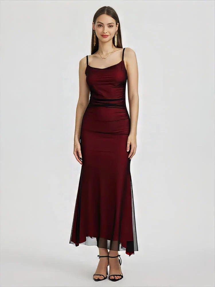 Figurbetontes Cocktailkleid Rot Asymmetrisch - IdealeKleiden