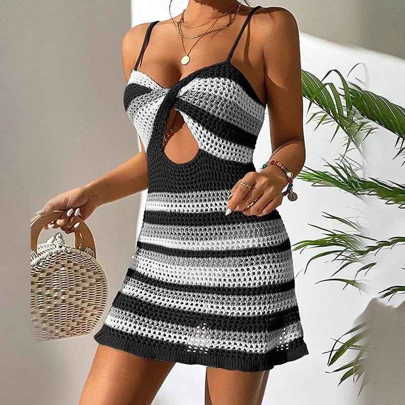 Sommerkleid Häkeloptik Streifen Design - IdealeKleiden