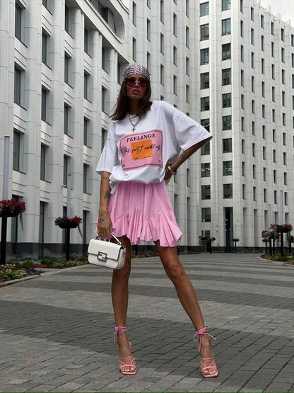 Short High Waist Ruffle Hem Mini Skirt for Women