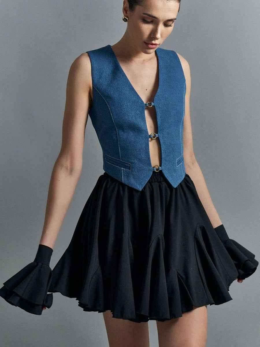 Short High Waist Ruffle Hem Mini Skirt for Women