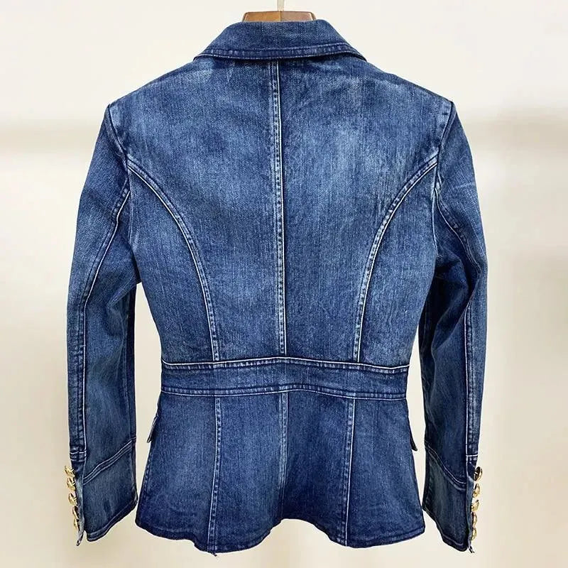 Damen Blazer Denim Lässig Elegante Optik - IdealeKleiden