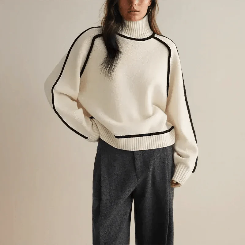 Eleganter Damen Rollkragenpullover Oversized Style - IdealeKleiden