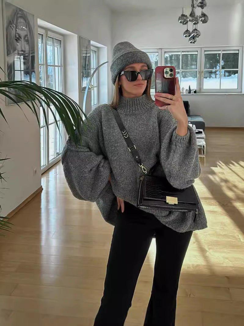Large Knit Sweater Oversized Balloon Sleeves