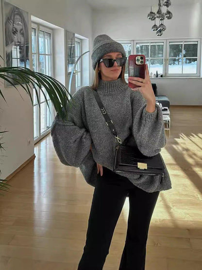 Large Knit Sweater Oversized Balloon Sleeves