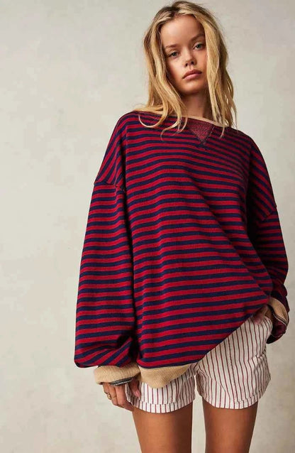 Comfortable Striped Pullover Relaxed Fit