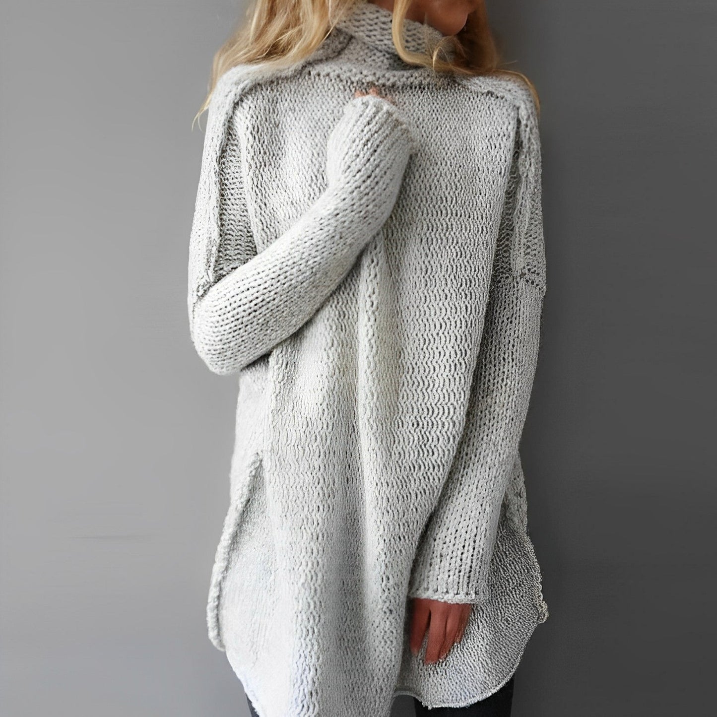Women's Scarf Long Sleeve Knitted Sweater Modern