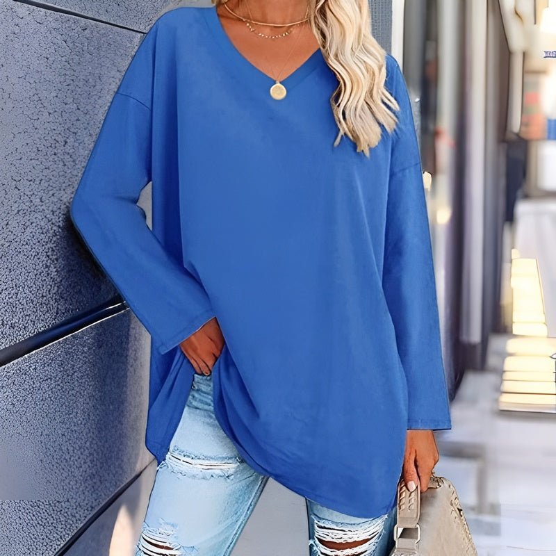 Elegant Women's Long Sleeve V-Neck Top