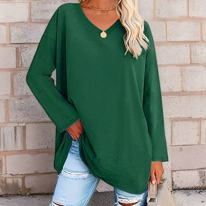 Elegant Women's Long Sleeve V-Neck Top