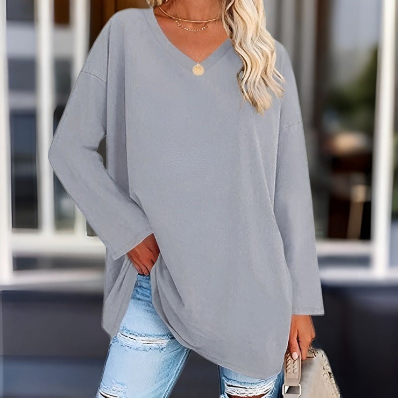 Elegant Women's Long Sleeve V-Neck Top