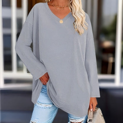 Elegant Women's Long Sleeve V-Neck Top