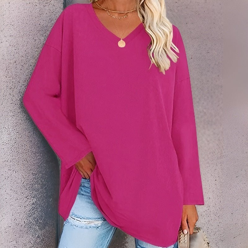 Elegant Women's Long Sleeve V-Neck Top