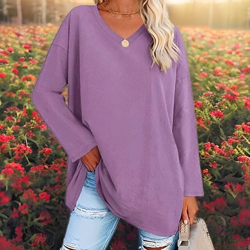 Elegant Women's Long Sleeve V-Neck Top