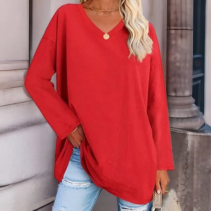 Elegant Women's Long Sleeve V-Neck Top
