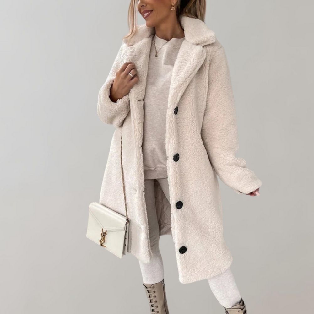 Damen Teddy Mantel Lang Elegant - IdealeKleiden