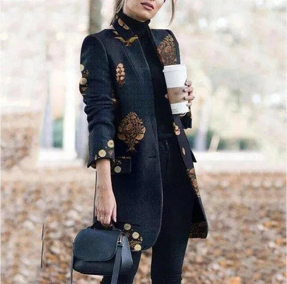 Elegant Women's Long Vintage Style Blazer