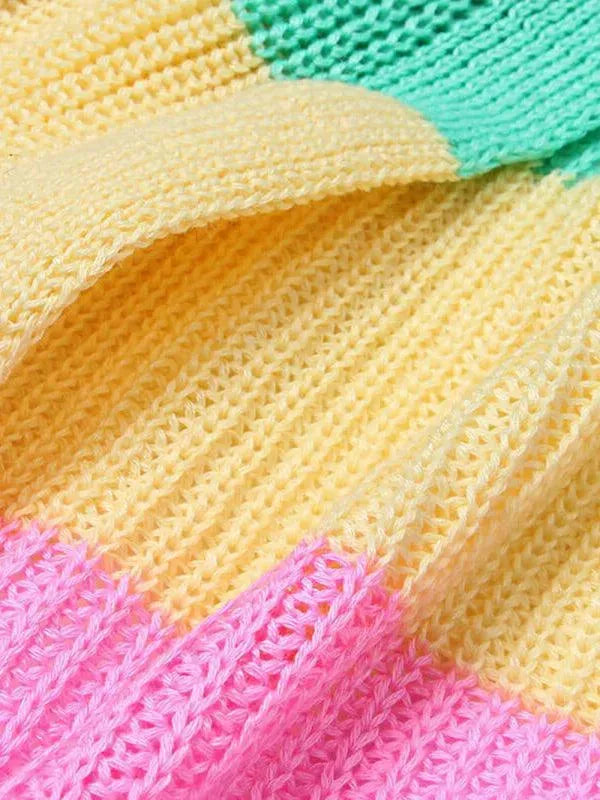 Colourful cardigan with contrast stripes