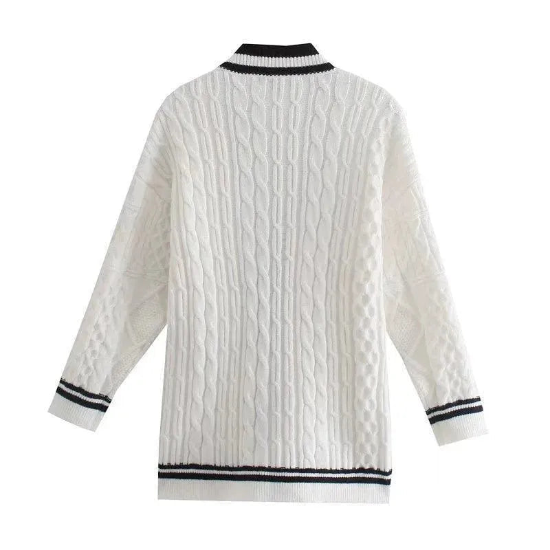 Modische Strickjacke Damen Streifen Design - IdealeKleiden