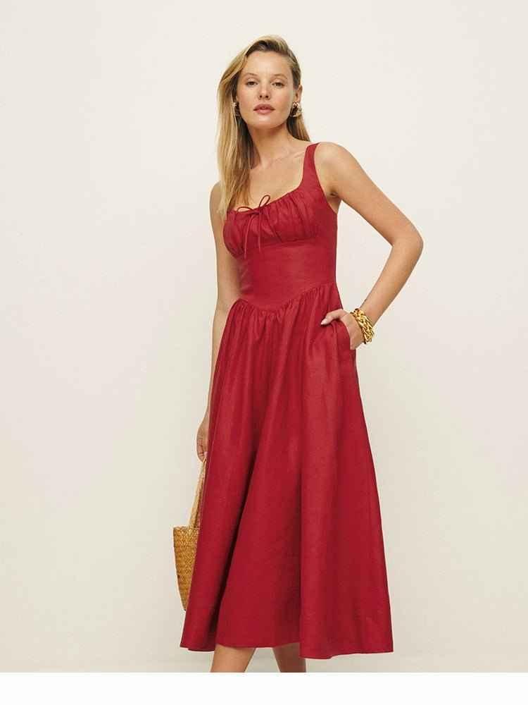 Summer Dress Linen Elegant Skirt