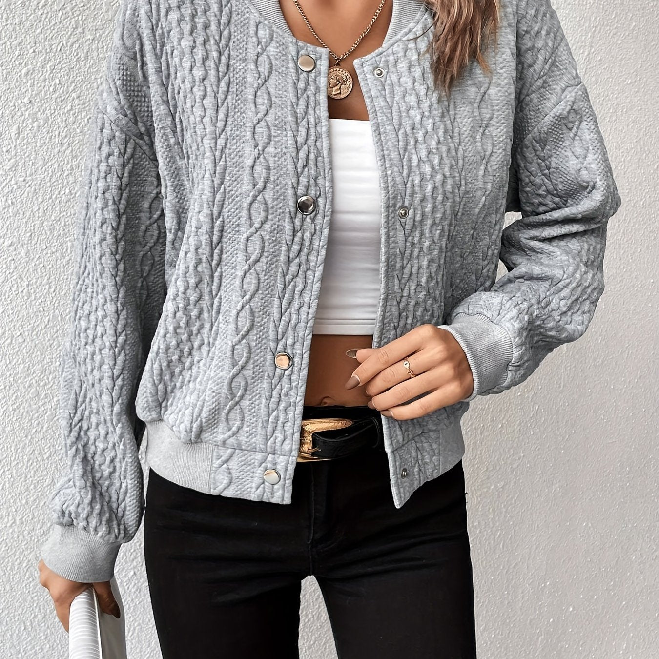 Stylish Bomber Jacket Buttons Modern