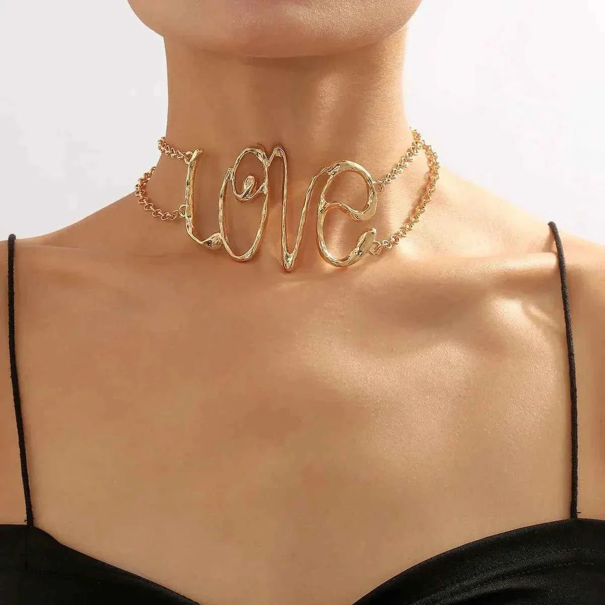 Glamour Link Chain Necklace Gold Tone