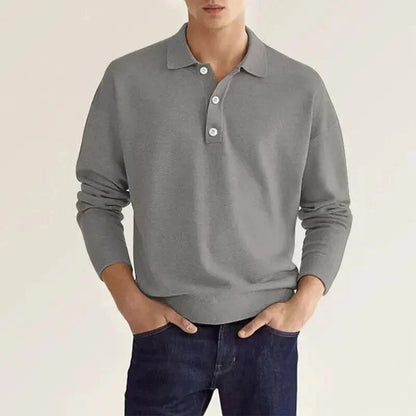 Men's Long-Sleeved Polo Shirt Elegant Style