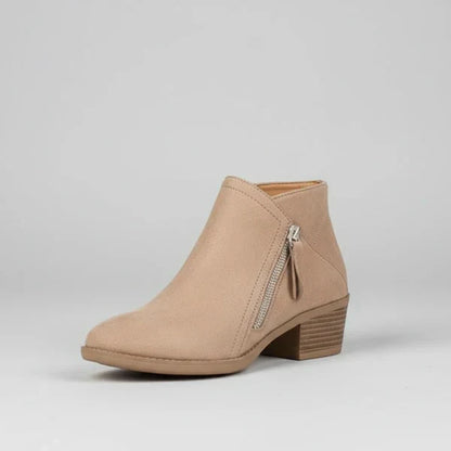 Women's Ankle Boots Low Heel Zipper