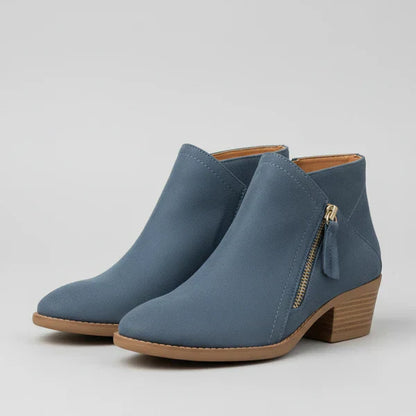 Women's Ankle Boots Low Heel Zipper