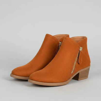 Women's Ankle Boots Low Heel Zipper