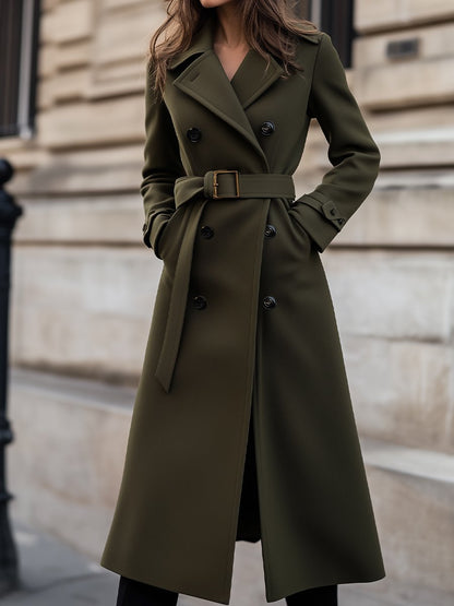 Women's Long Winter Coat: Double-Breasted Style