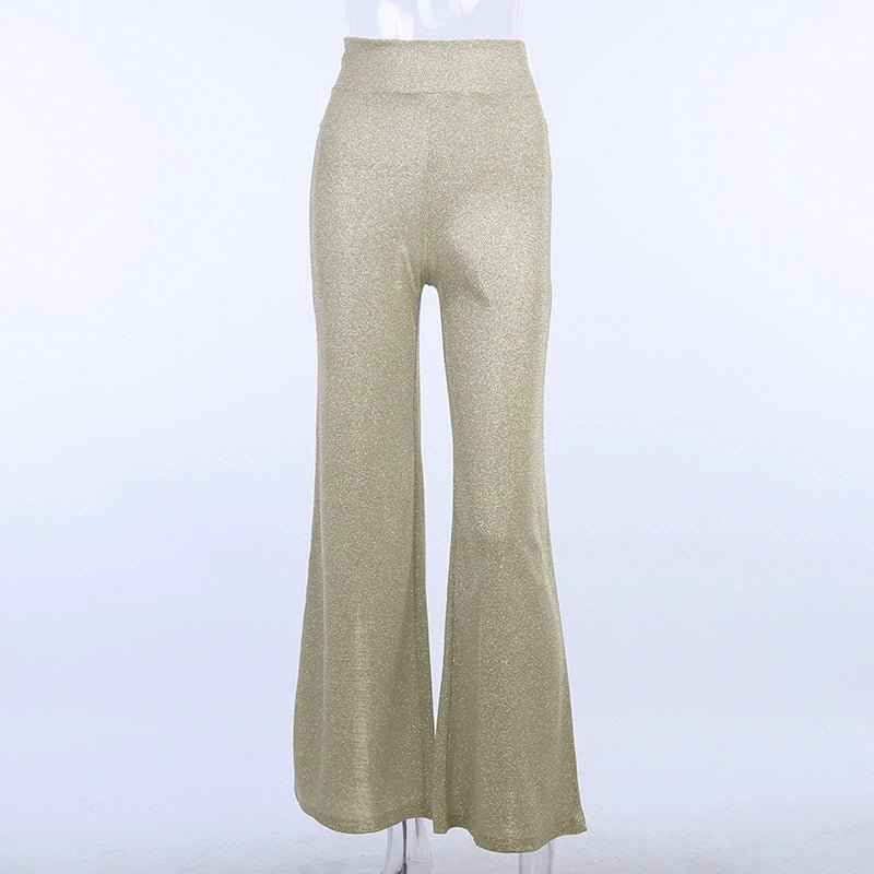 Glitter Flared Trousers High-Waisted PartyOutlet