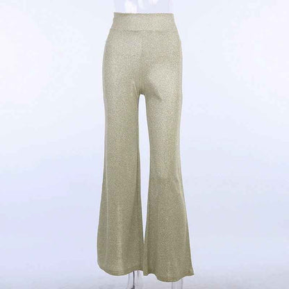 Glitter Flared Trousers High-Waisted PartyOutlet