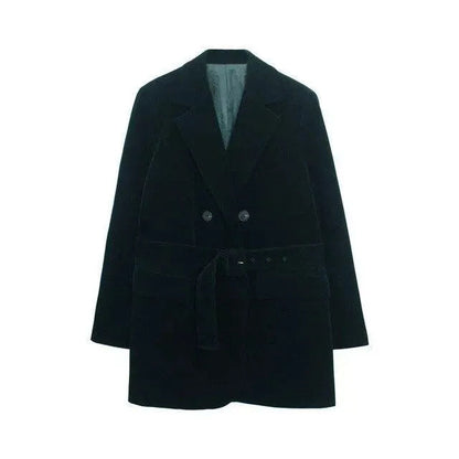 Elegant Women's Oversized Blazer with Velvet Belt