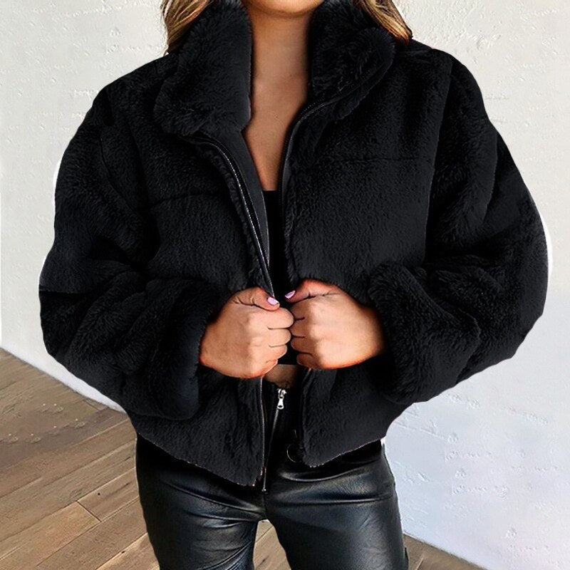 Luxury Faux Fur Coat Women's Winter Jacket Elegant