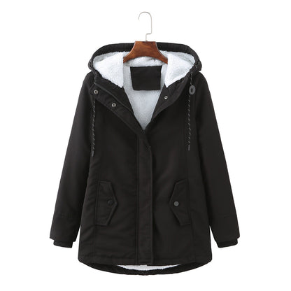 Luxus Damen Wintermantel Elegent Schwarz