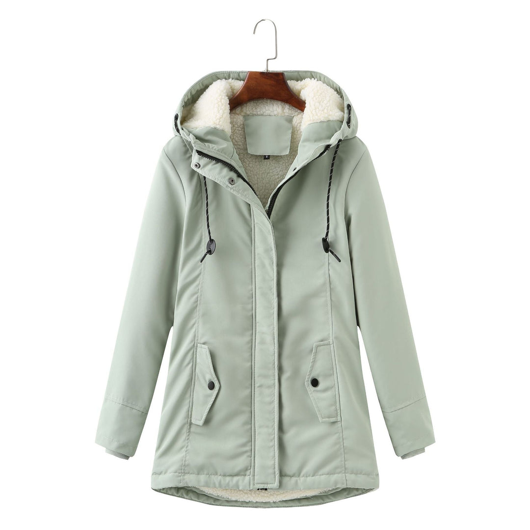 Luxus Damen Wintermantel Elegent Schwarz